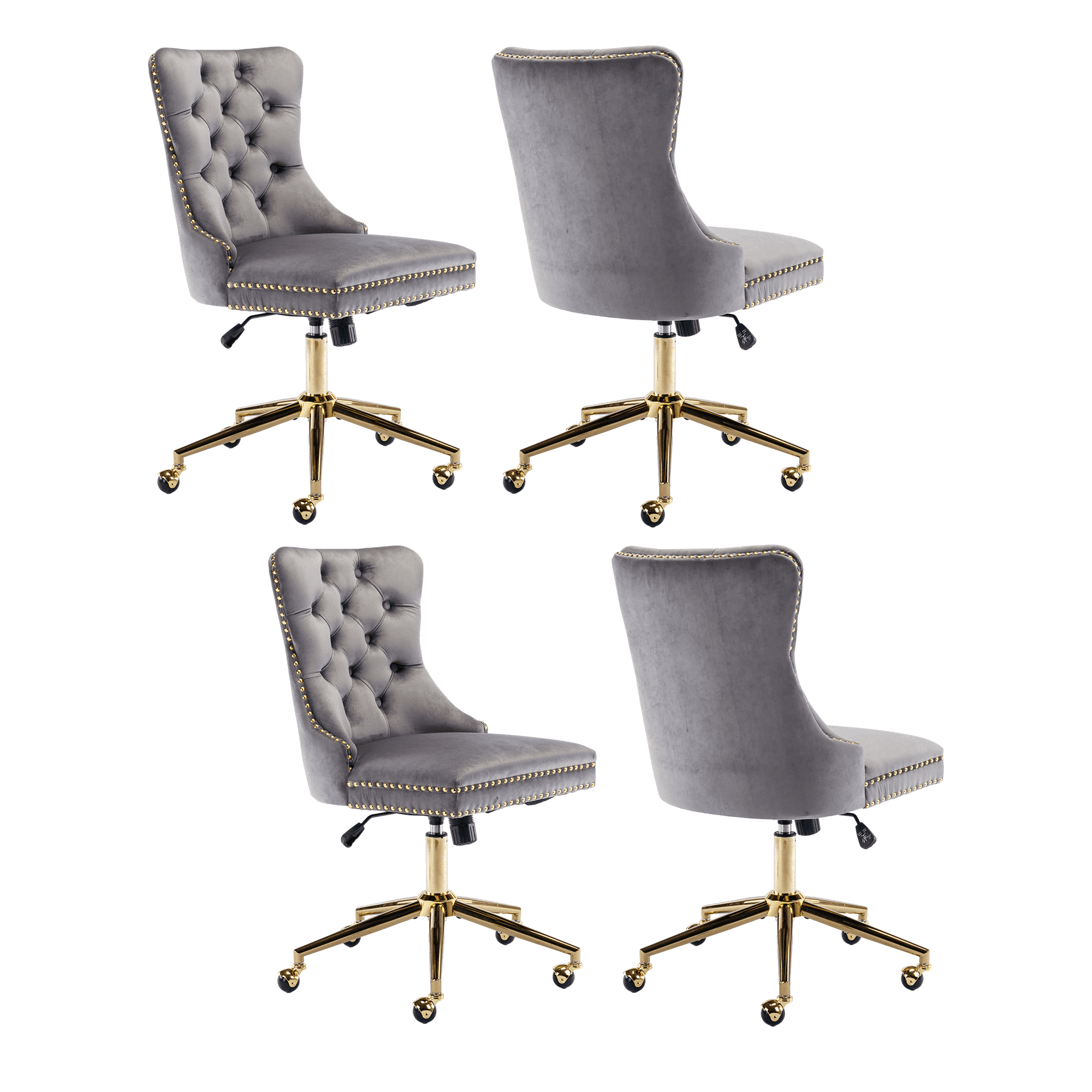 Elegant Button Tufted Office Chair, Velvet Dining Chairs with Nailhead