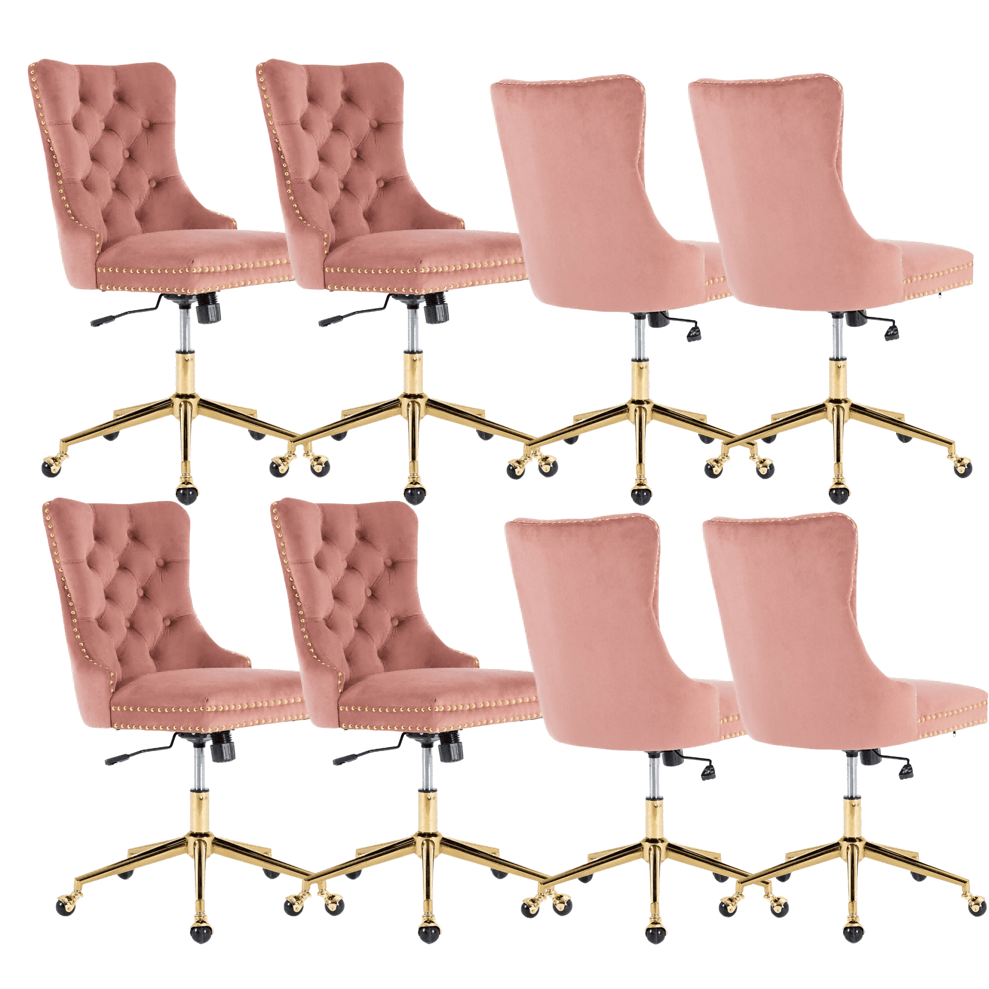 Elegant Button Tufted Office Chair, Velvet Dining Chairs with Nailhead