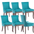 thumbnail image 1 of Elegant Button Tufted Side Dining Chairs, High-end Thickened Fabric Dining Chairs with Bronze Nail head, Solid Wood Dining Chairs for Kitchen Bedroom Dining Room (Blue,Set of 6), 1 of 9