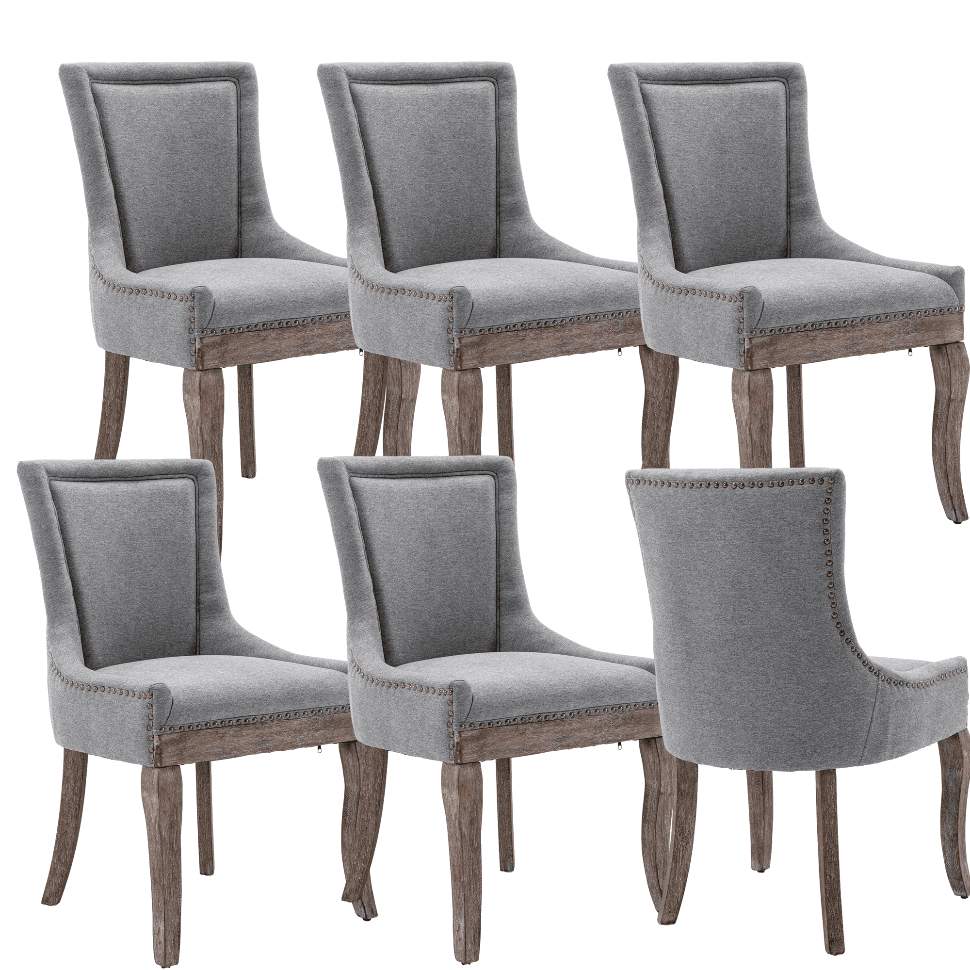 Gray High Back Velvet Upholstered Side Chair with Wood Legs