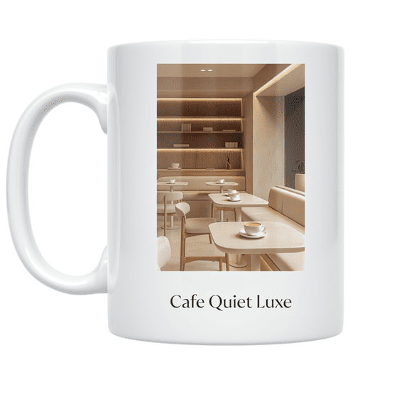 Elegant Cafe Interior Design - Coffee Enthusiast - 11 oz Ceramic Coffee Mug