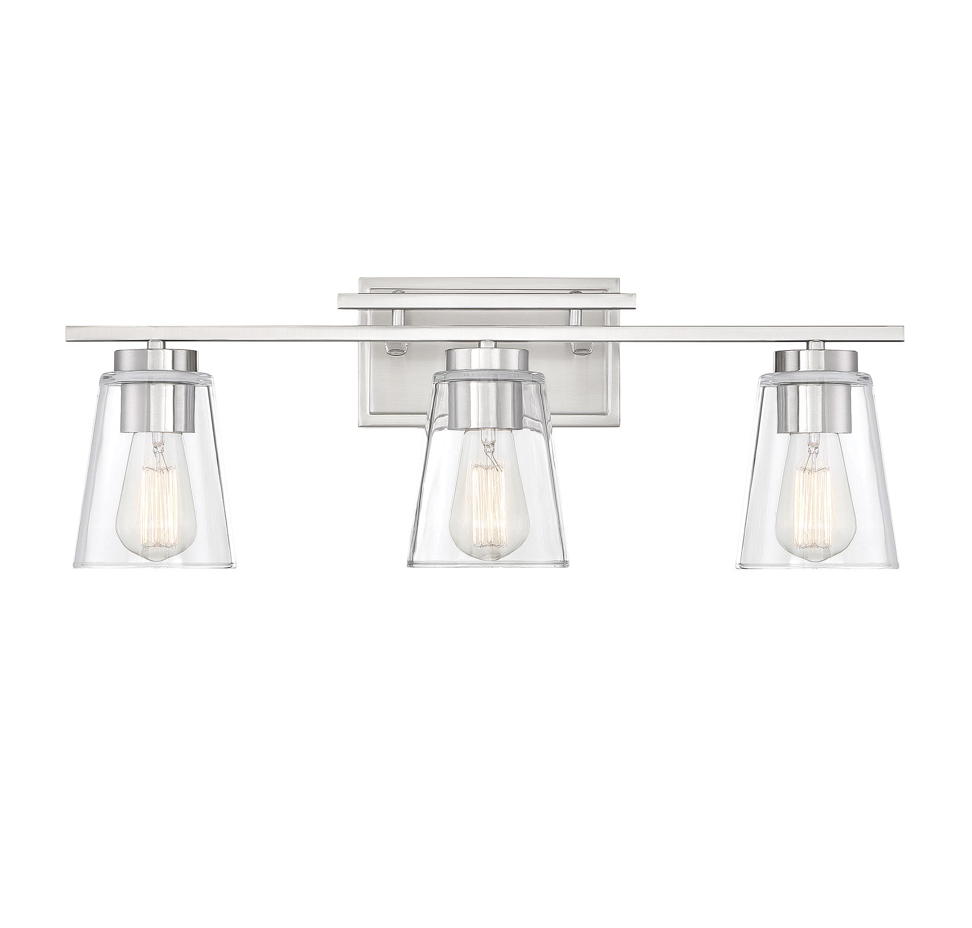 Calhoun 3-Light Satin Nickel Vanity Fixture with Clear Glass Shades