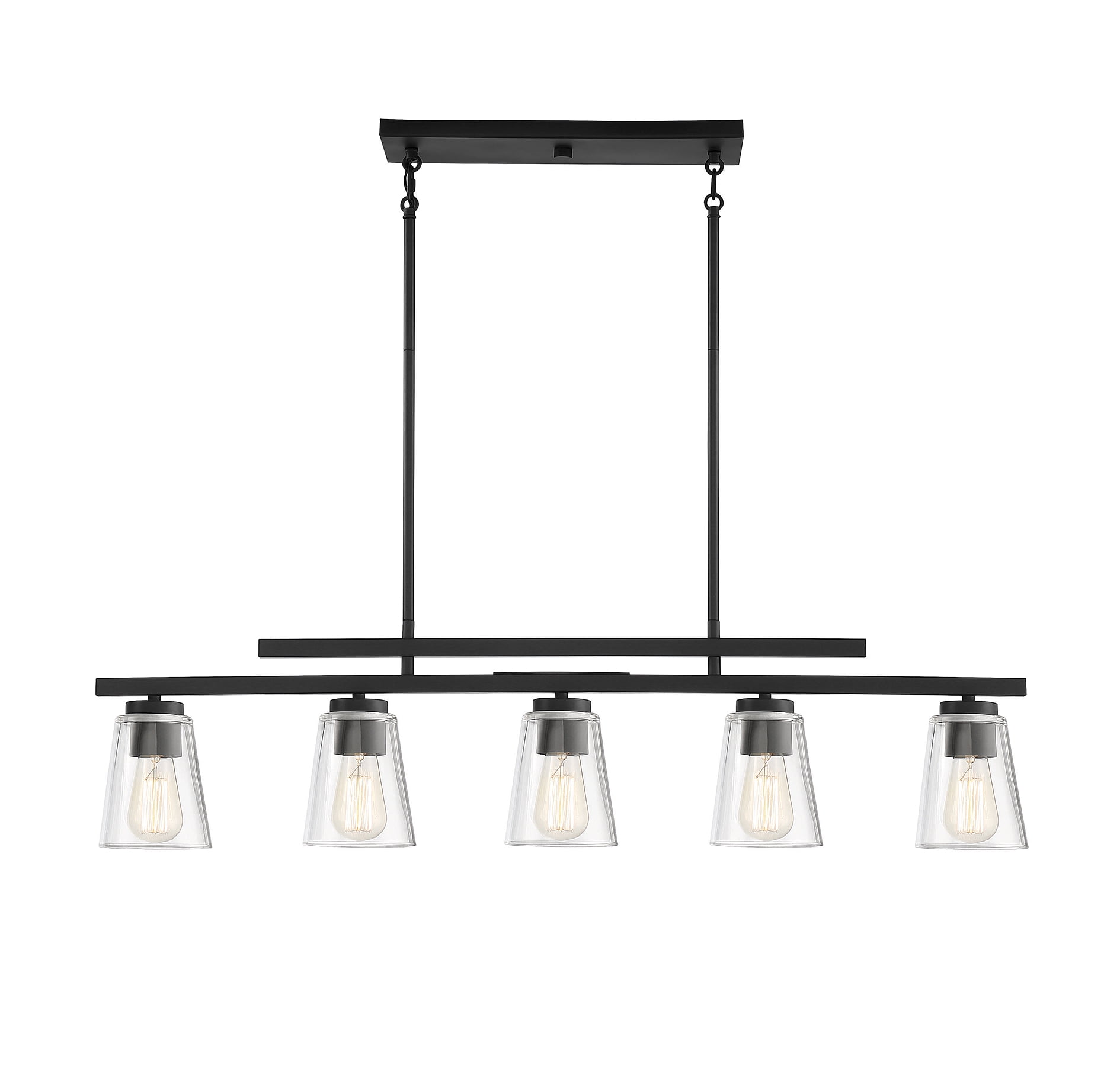 Calhoun Matte Black 40" Linear Chandelier with Glass Shades