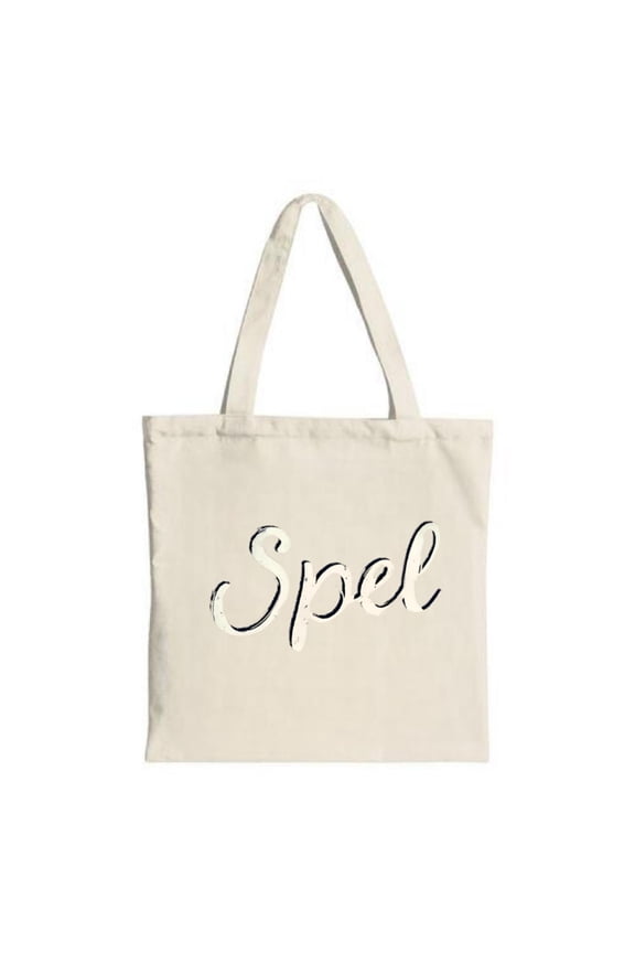Elegant Canvas Tote Bag with ' Spell ' in cursive perfect for shopping travel and parties Simple functional design for everyday use