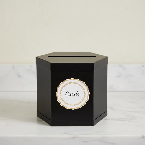 Elegant Card Box Holder for Wedding, Graduation, Birthday, Engagement in Black