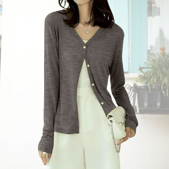 Elegant Cardigan Air Conditioned Room Countermeasures For Women Spring And Summer Work Clothes Solid Color Warm Shirts for Men Long Sleeve Womens Thermal Top Small Mens Long Underwear Top Womens Silk