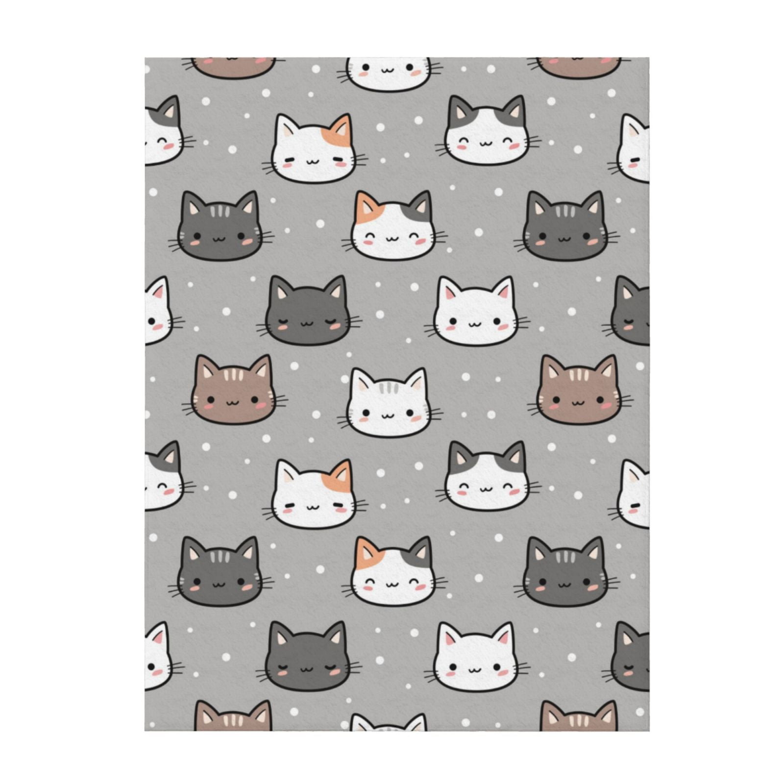 Elegant Cartoon Cute Cat Face Throw Blanket for Couch Sofa and Bed