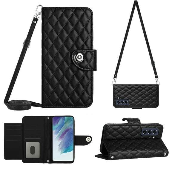 Elegant Case for Samsung S23 Plus Wallet Case RFID Blocking Card Slots Holder with Shoulder&Crossbody Strap, Magnetic Folio Kickstand Handbag Flip Phone Cover for Samsung Galaxy S23 Plus,black