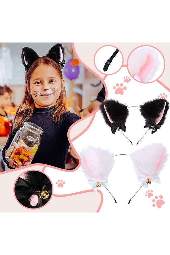 Elegant Cat Ears Headband With Decorative Ribbon For Furry Themed Parties And Makeup Events