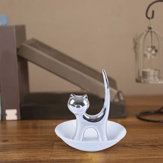 Elegant Cat Ring Dish Holder for Jewelry Engagement Wedding Decorative Trinket Trays