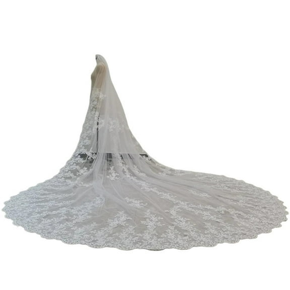 Elegant Cathedral Length Bridal Veil with Metal Comb - 300cm Wide One-Layer Wedding Veil for Brides