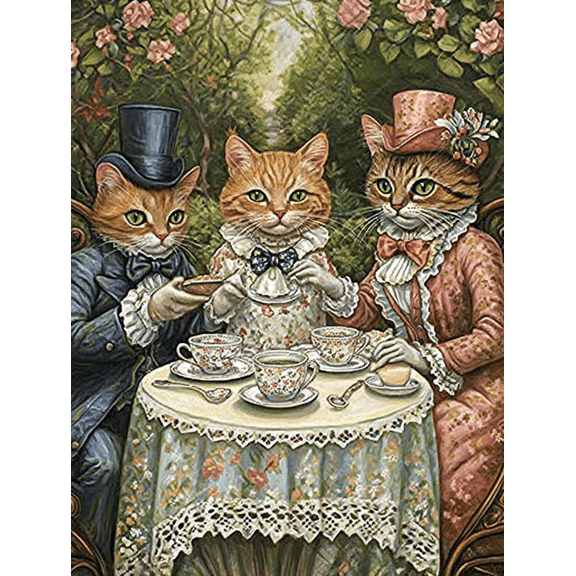 Elegant Cats Afternoon Tea Canvas Print/Wall Art Perfect for Living Room Bedroom Dining Room Kitchen and Office Decoration.