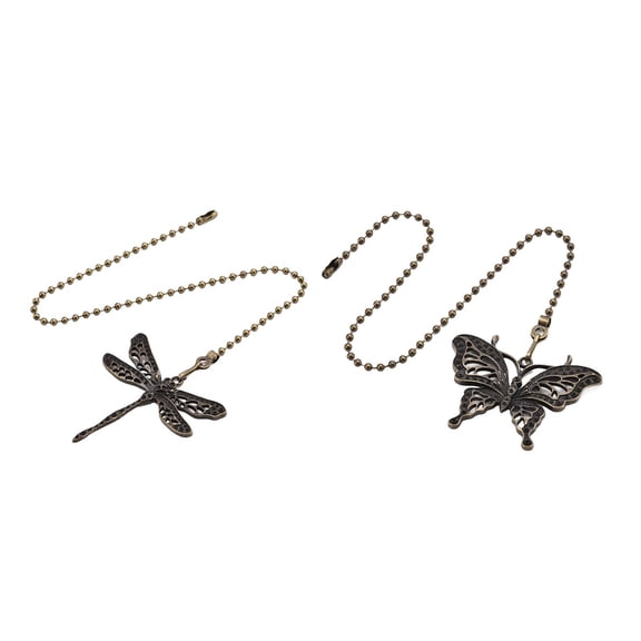 Elegant Ceiling Fan Pull Chain Extensions 2 Pack With Dragonflies and Butterfly for Retro Styles Home Decoration