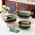 thumbnail image 1 of Elegant Ceramic Chafing Dish Set with Green with Gold Accents – 3-Piece Food Warmers for Parties, Buffet, and Dining – Stylish and Durable Serveware with Stands, 1 of 4