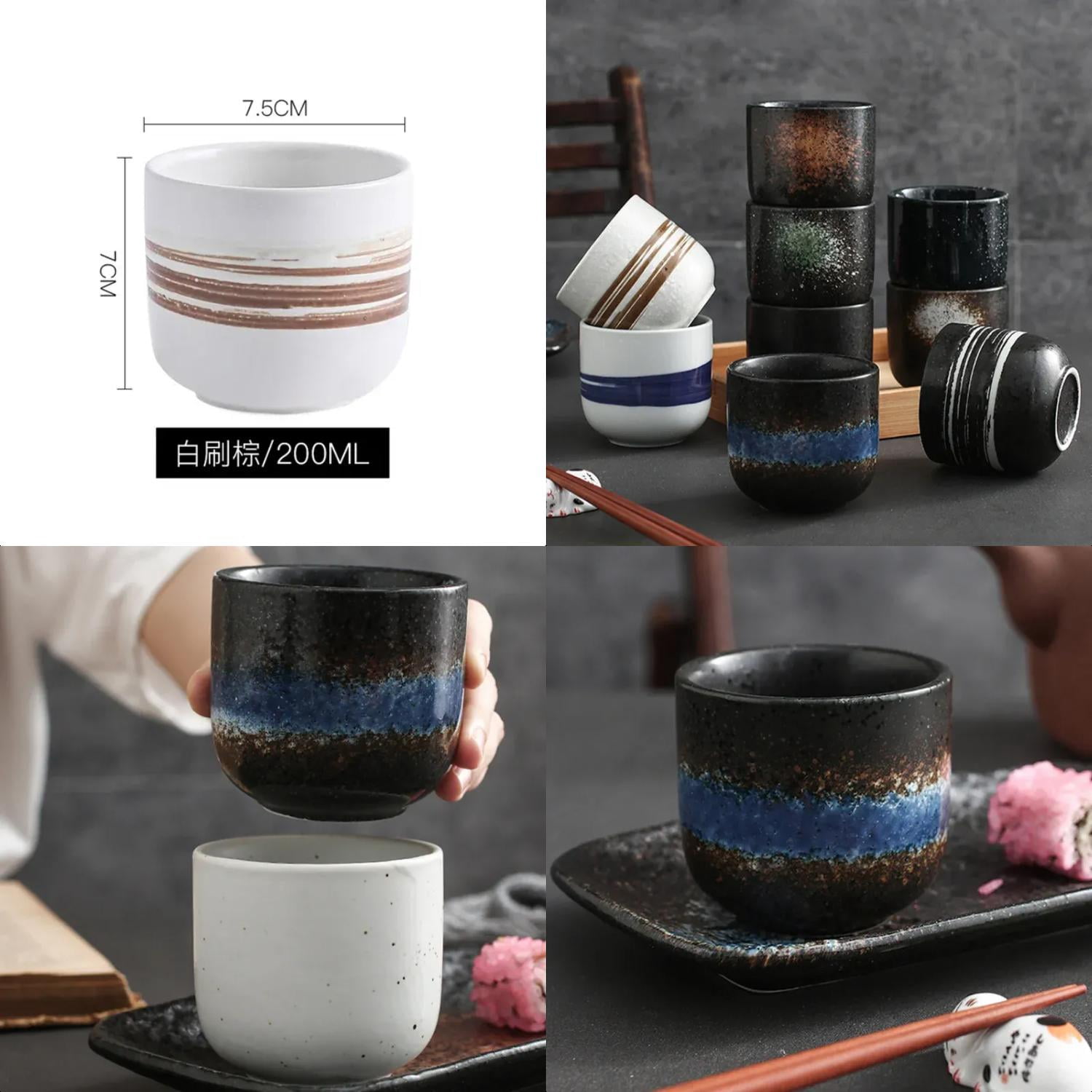 Elegant Ceramic Coffee Cups Set - Stylish 200ml Mugs for Beer  Tea  or Whiskey - Classic Drinkware for Your Morning Latte or Evening Coffee - Versatile and Sophisticated Addition to Your