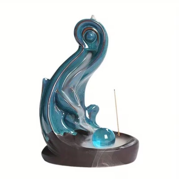 Elegant Ceramic Counterflow Incense Burner - Feng Shui Ball Design for Aromatherapy and Home Decoration