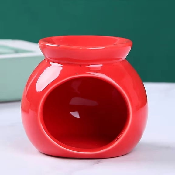 Elegant Ceramic Essential Oil Aromatherapy Burner & Mini Diffuser - Heat Resistant Candle Holder in Turquoise Blue, Red, White, and Mint Green