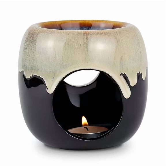 Elegant Ceramic Essential Oil Burner - Multi-Function Wax Melt and Tea Candle Diffuser for Home Decor, Yoga, and Spa Relaxation