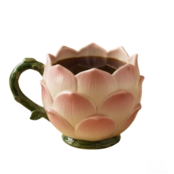 Elegant Ceramic Flower Shaped Coffee Mug, Aesthetic Floral Petal Design Cup for Latte & Tea, Decorative Porcelain Drinkware for Home & Office, Gift for Women, Anniversaries & Birthdays(B)