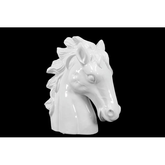 Elegant Ceramic Horse Head W/ Flowing Mane & Majestic Featur'S In White