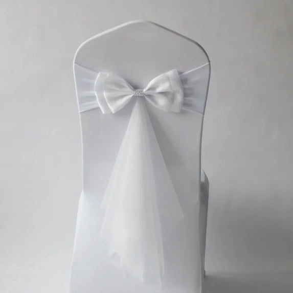Elegant Chair Sashes: Wedding, Hotel, and Conference Decoration with Sheer Organza Fabric and Elastic Band Holiday Celebration