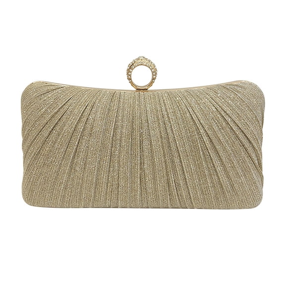 Elegant Champagne Gold Cosmetic Bag with Detachable Shoulder Chain Strap for a Fashionable Crossbody Purse Carry