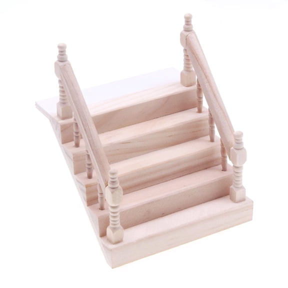 Elegant Charm Dollhouses Miniature Sturdy Staircase with Handrail 1 12 Scale Supplies Creation Home Accessory