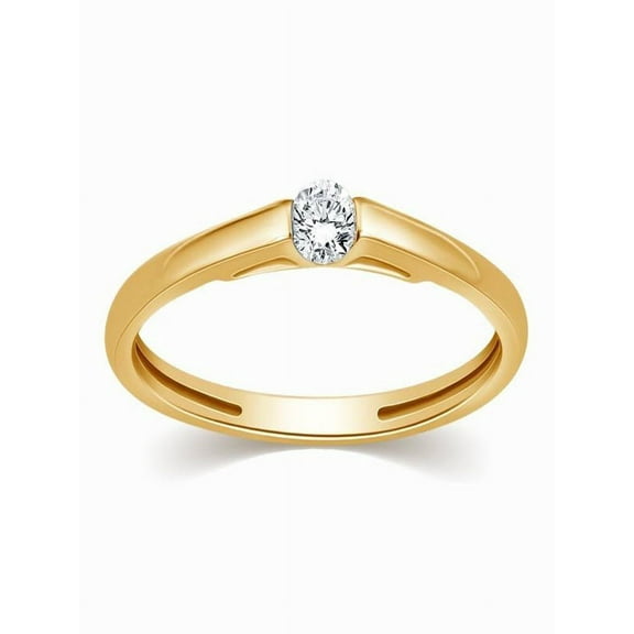 Elegant Cheap Solitaire Engagement Ring 0.20 Carat Round Cut Diamond on Gold
