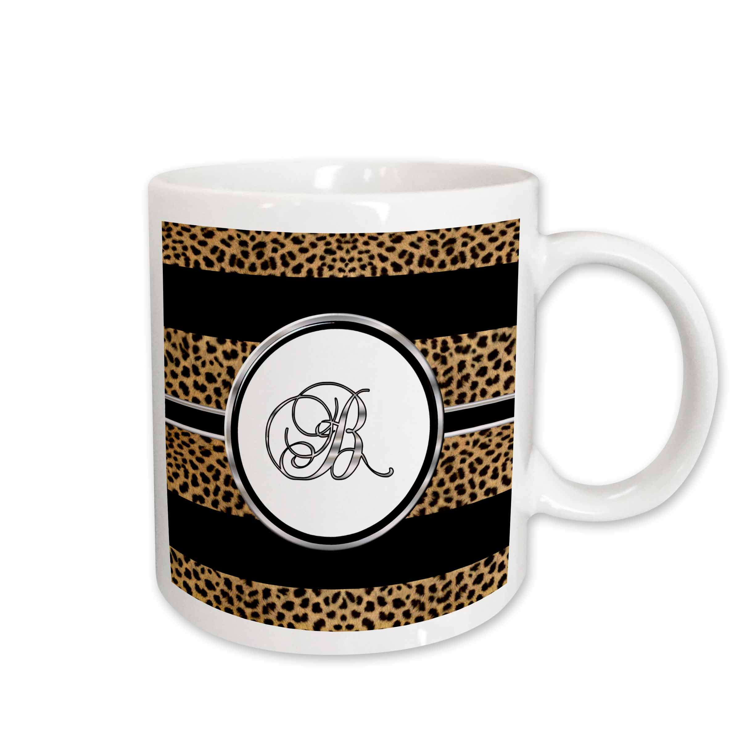 Elegant Cheetah Animal Print Monogram Letter B 15oz Mug Mug-180671-2 ...