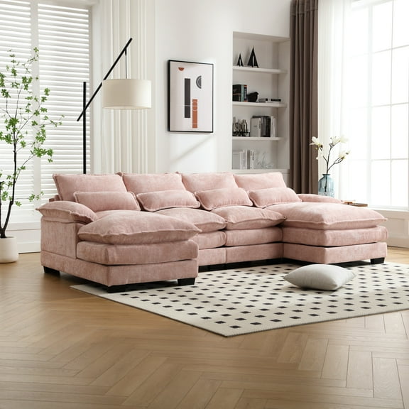 Elegant Chenille Sectional With High Sponge And Robust Support Comfy Elastic Strong Construction