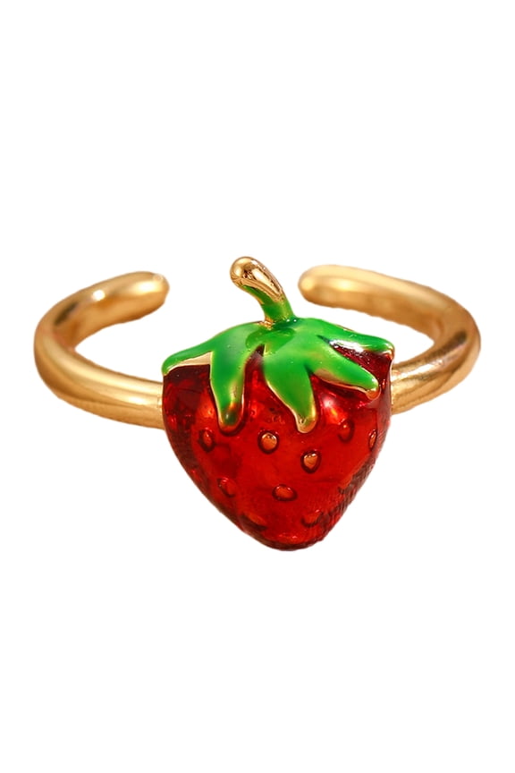 Elegant Cherries Rings Fashionable Rings Adjustable Open Rings Copper Texture Suitable for Dates Parties and Daily Outfits