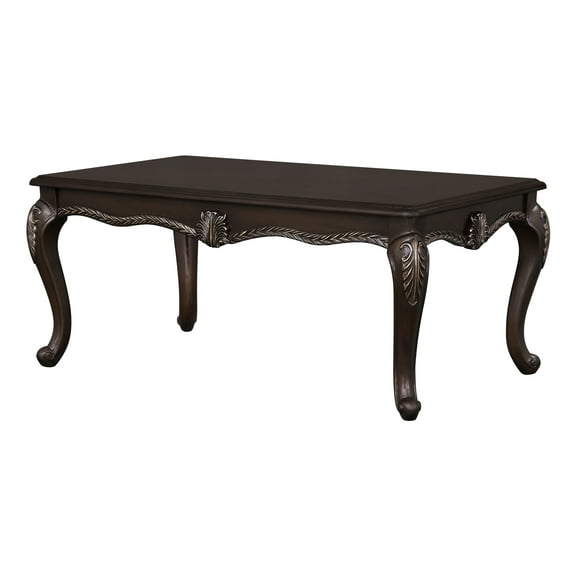 Elegant Cherry Finish Coffee Table, 25mm Thick Wooden Top With Floral Trim, 70lbs Weight Capacity, Classic Design For Any Room Pierce Surface Exquisite Details, Limit, Stylish Look