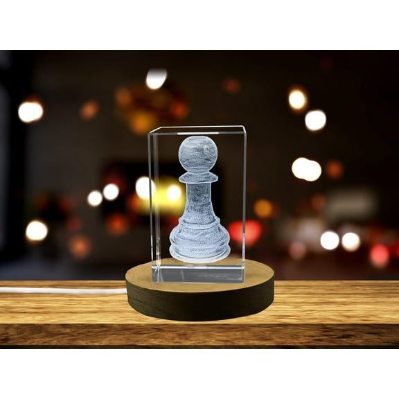 Elegant Chess Pawn 3D Engraved Crystal Gift | Perfect for Chess Enthusiasts