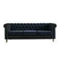 thumbnail image 1 of Elegant Chesterfield Velvet Sofa - 84.65" 3-Seater Couch for Living Room, Black, Plush Fabric, High-Density Foam, Solid Wood Frame, Gold Trim, Mid-Century Modern Style, 1 of 10