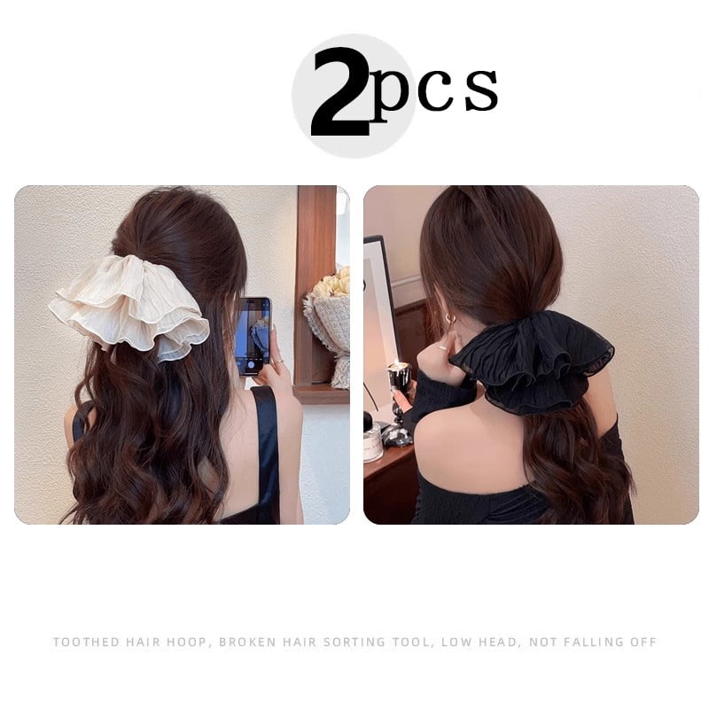 Elegant Chiffon Fold Large Scrunchie Hair band For Women Girls Sweet Hair Accessories Wide Rubber Band Fashion Hair Ornament