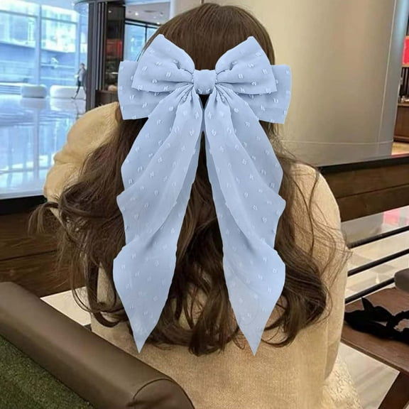 Elegant Chiffon Hair Barrettes Large Bow Clip for Women Stylish Polka Dot Spring Hair Accessories for