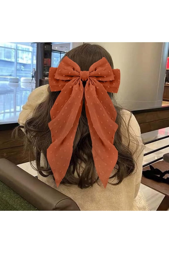 Elegant Chiffon Large Bow Hair Barrettes For Women Stylish Spring Clip Hair Accessories Back Of Head Polka Dot Decoration