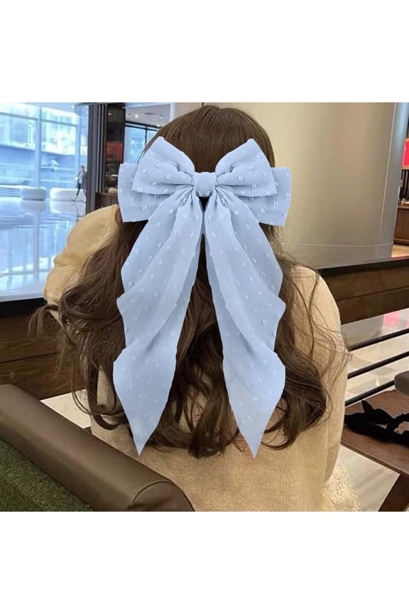 Elegant Chiffon Large Bow Hair Barrettes for Women - Spring Clip Accessories for Back of Head for Everyday Use and