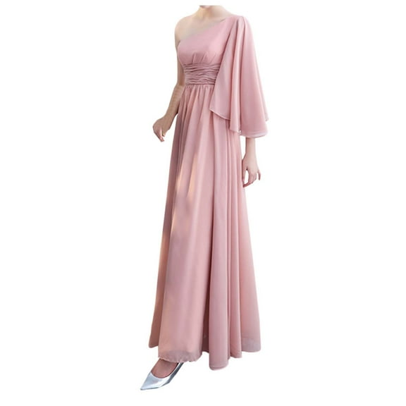 Elegant Chiffon Off Shoulder Bridesmaid Dress Women's Formal Gown For Evening Party Prom Night Flowy Comfort Fit