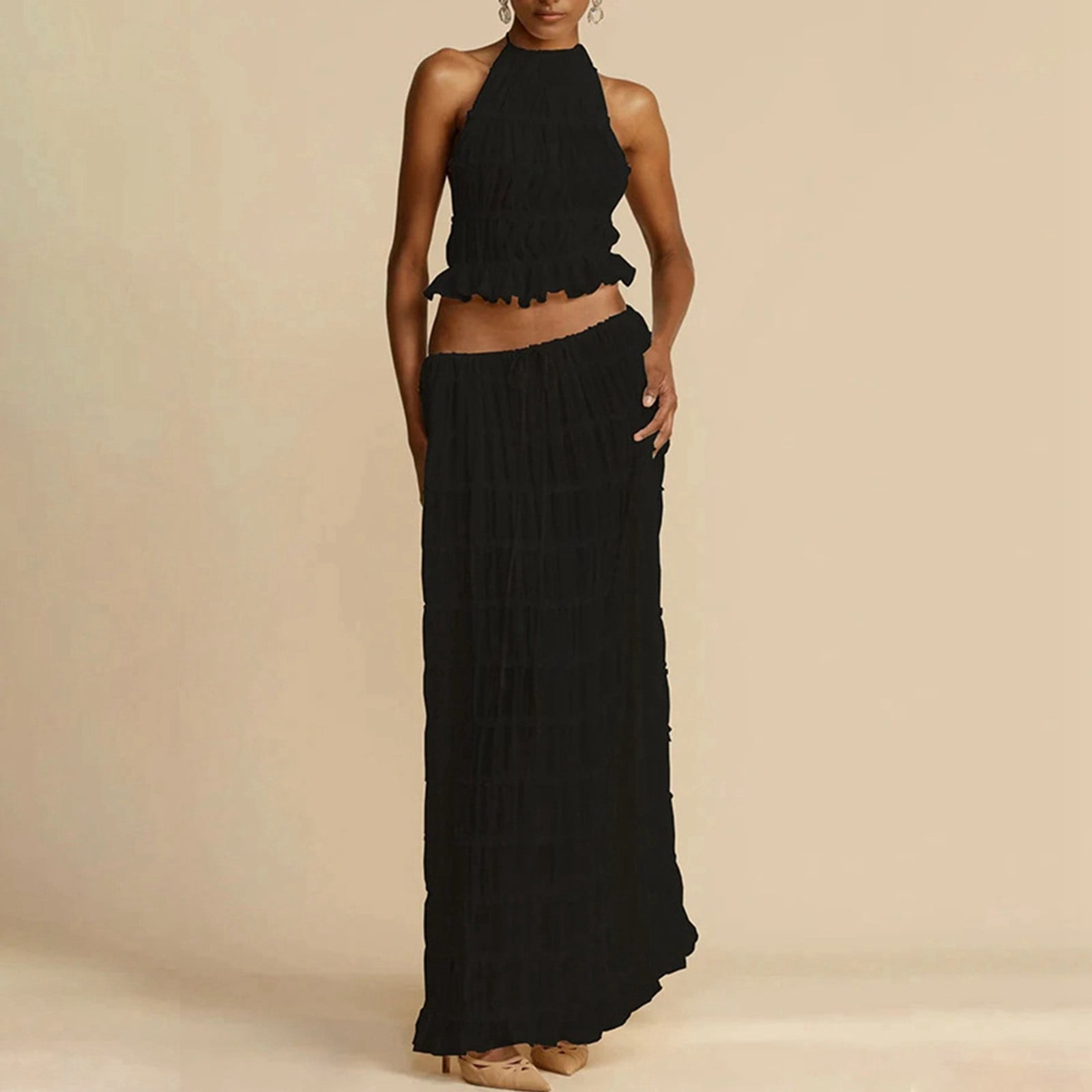Lace Top Chiffon Skirt Dresses with Slit Moss Plus Size