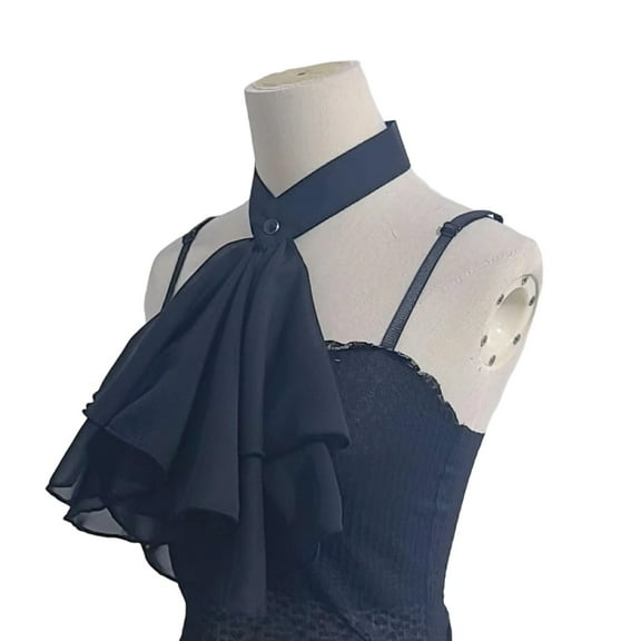 Elegant Chiffons Detachable Neckpiece Ruffled Jabot Necktie Fake Collar For Renaissances Fairs Colonial Party Outfits