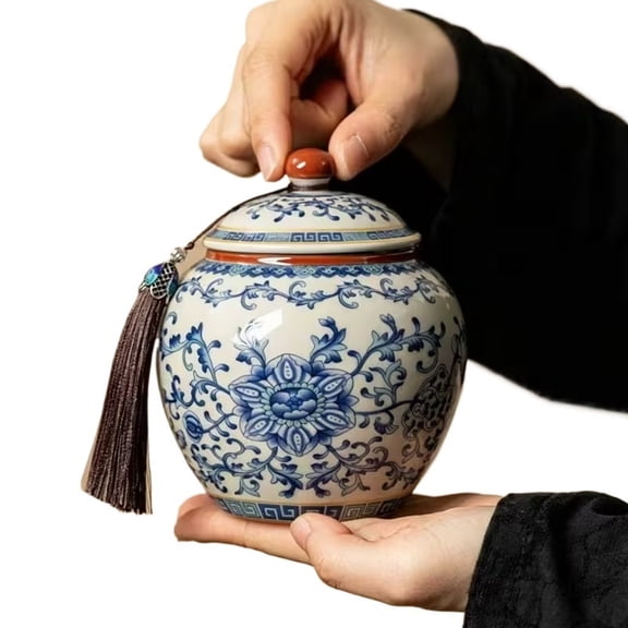 Elegant Chinese Style Porcelain Tea Caddy - Versatile Storage Jar for Tea, Coffee Beans, Grains & Cereals