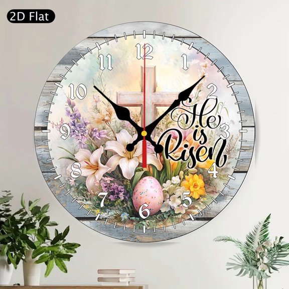 Elegant Chinoiserie Hydrangea Floral Blue White Vase Silent Round Wall Clock
