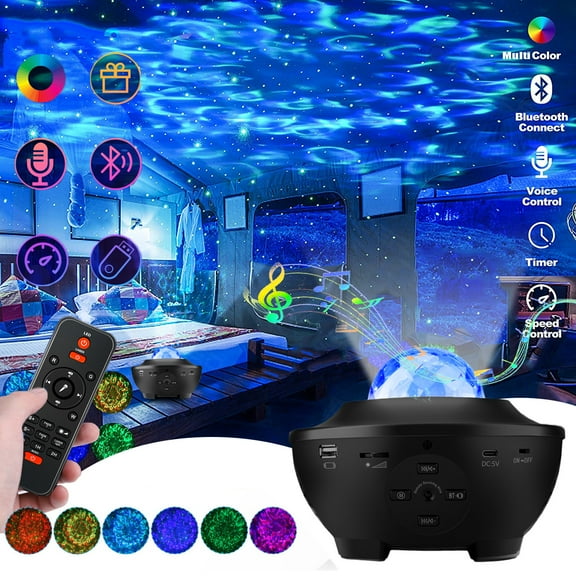 Elegant Choise 10 Modes Music Laser Star Galaxy Light Projector Ocean Wave Kids Star Night Light Projection with Remote Control Nebula Cloud LED Light for Home Decor Kids Bedroom Decoration Kids Gifts
