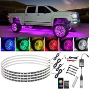 Elegant Choise 17 LED Exterior Decorative Lights Fits Truck Car Rim RGB APP Bluetooth, Remote Control 4 Pack