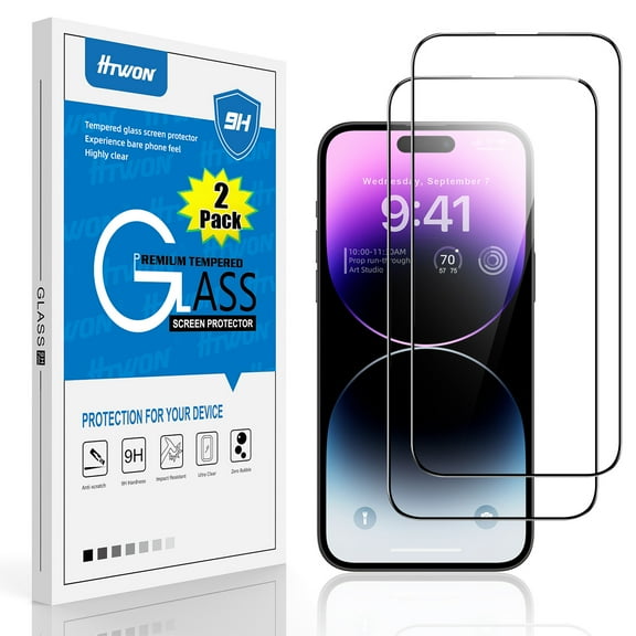 Elegant Choise 2Pcs Screen Protector for iPhone 14 Pro Max/14 Pro/14 Plus/14 Full Coverage Tempered Glass Films, Clear