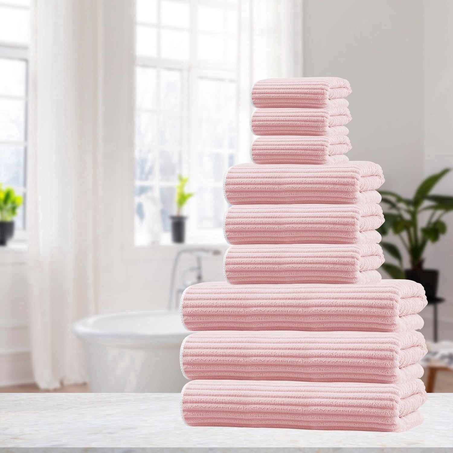 Elegant Choise 3/9 Pieces Candy Fleece Towel Set - Ultra Soft Bath, Hand & Face Towels in 4 Colors | Quick-Dry & Luxurious