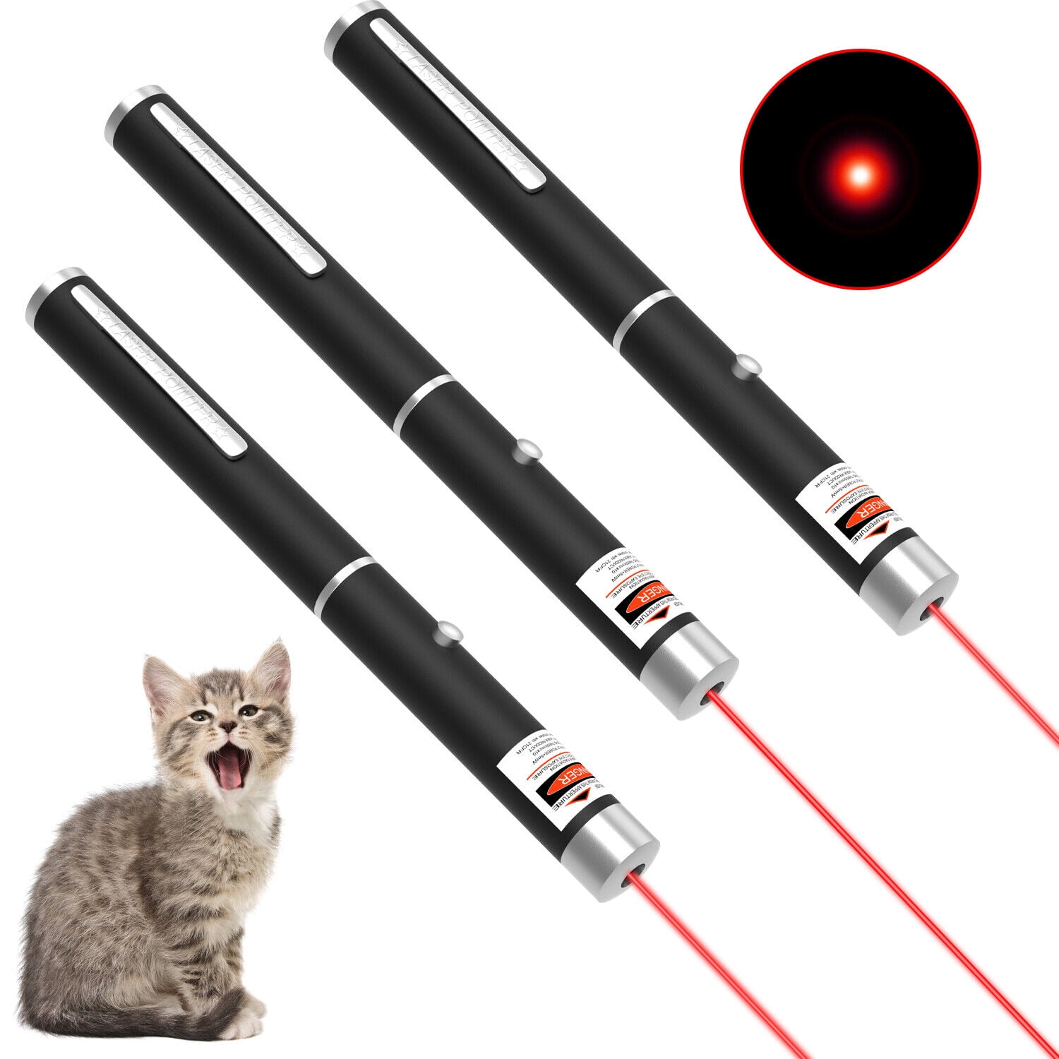 Elegant Choise 3 Pack 900Mile Strong Laser Pointer Pen 5 m W 650nm Red Light Visible Beam Lazer