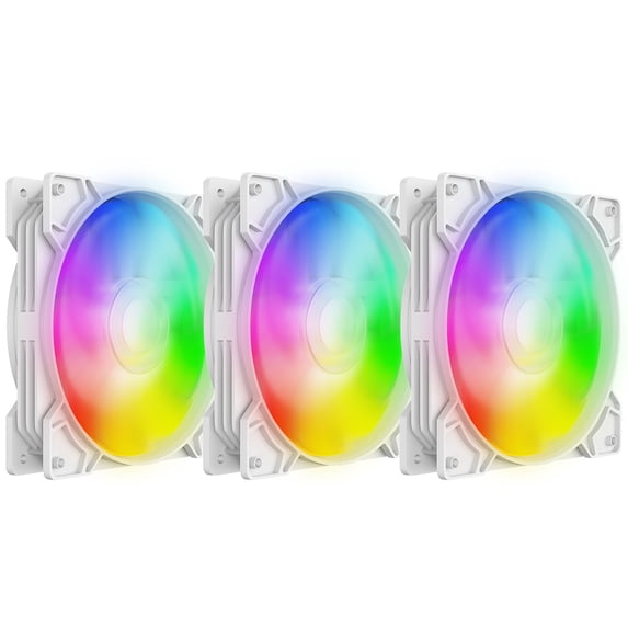Elegant Choise 3 Packs PC Case Fans 120mm RGB Computer Fan Quiet Cooling, White
