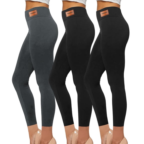 Elegant Choise 3 Packs Women's Fleece Lined Leggings for Plus Size Tights, M